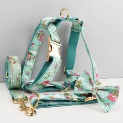 Conjunto collar, arnés y correa para perro - Lujo floral en algodón