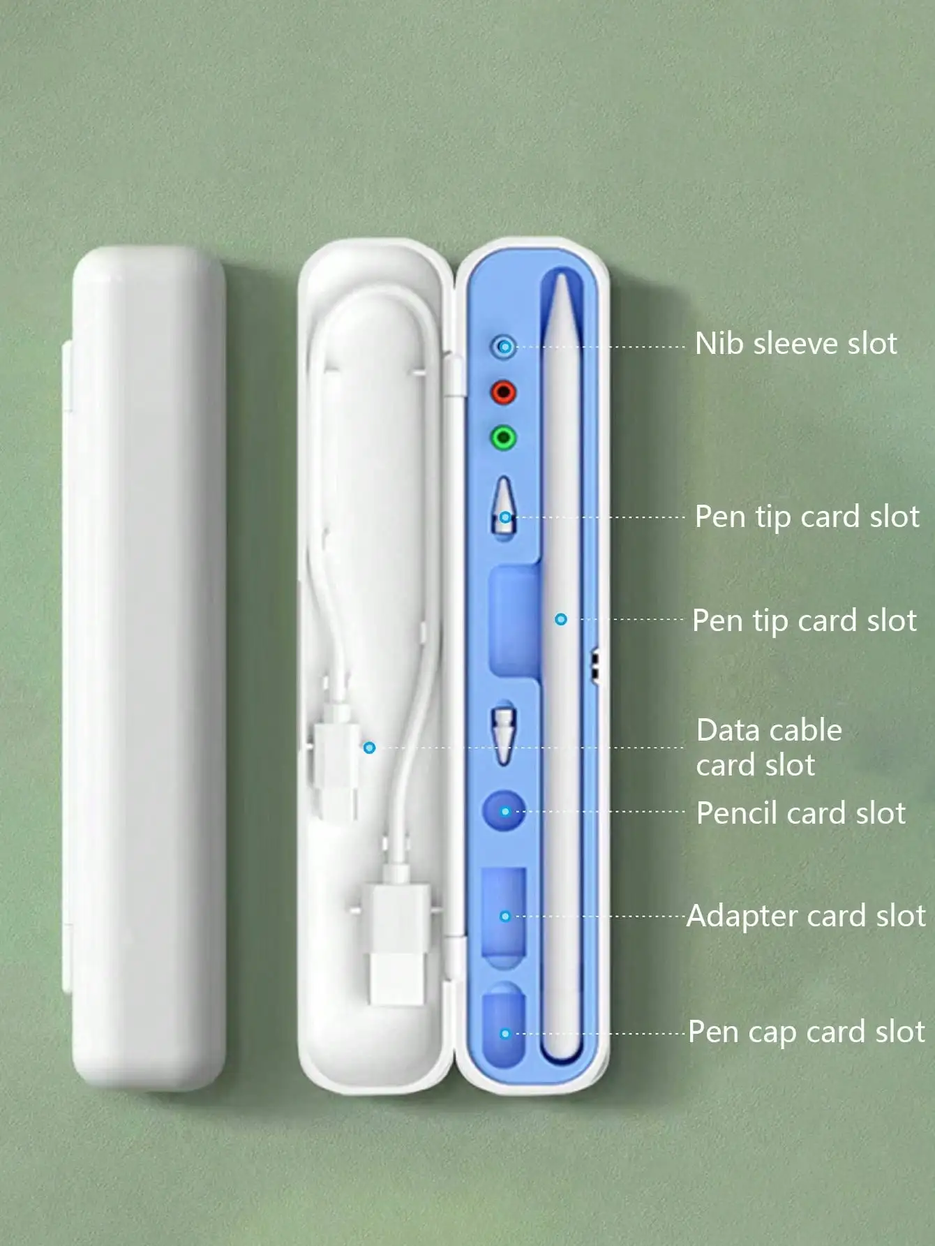 Aplicable a Apple Pencil Estuche de almacenamiento de 1.a/2a generación, cubierta protectora de lápiz capacitivo con cubierta de punta y organizador de adaptador - imagen 4
