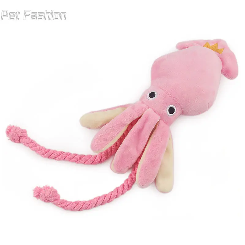 2023 lindo calamar pequeño perro juguete sonido BB peluche mascota cachorro cuerda juguetes rosa masticar chirrido juguetes para perros gato juguetes para perros pequeños mascota - imagen 3