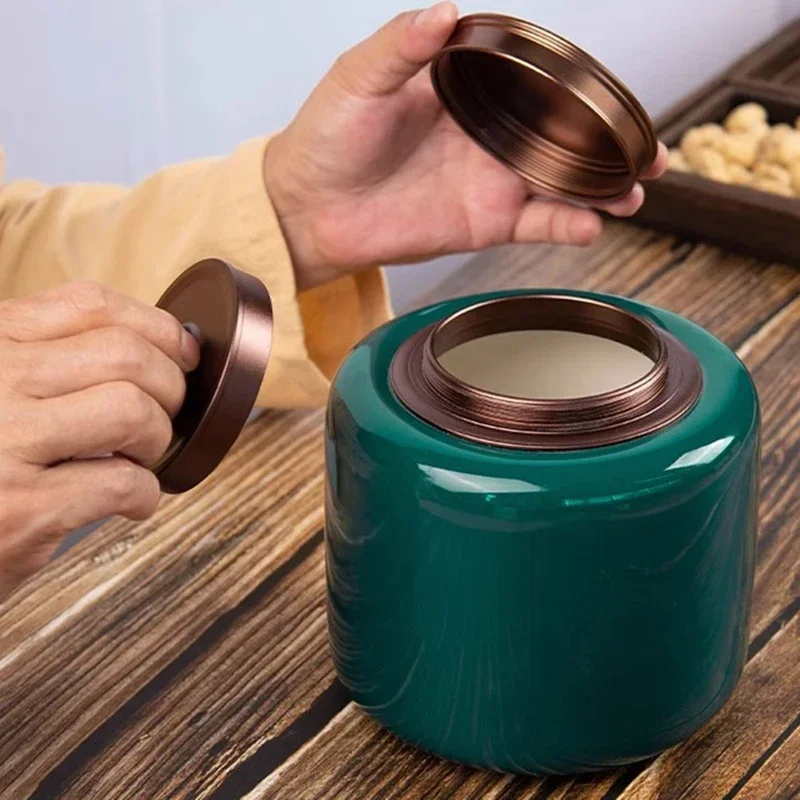 Urna de cerámica para mascotas de 1750ML, urna conmemorativa para mascotas funerarias, cenizas, aleación de aluminio, doble tapa, urnas selladas, recuerdo de cremación de cenizas para gatos - imagen 2