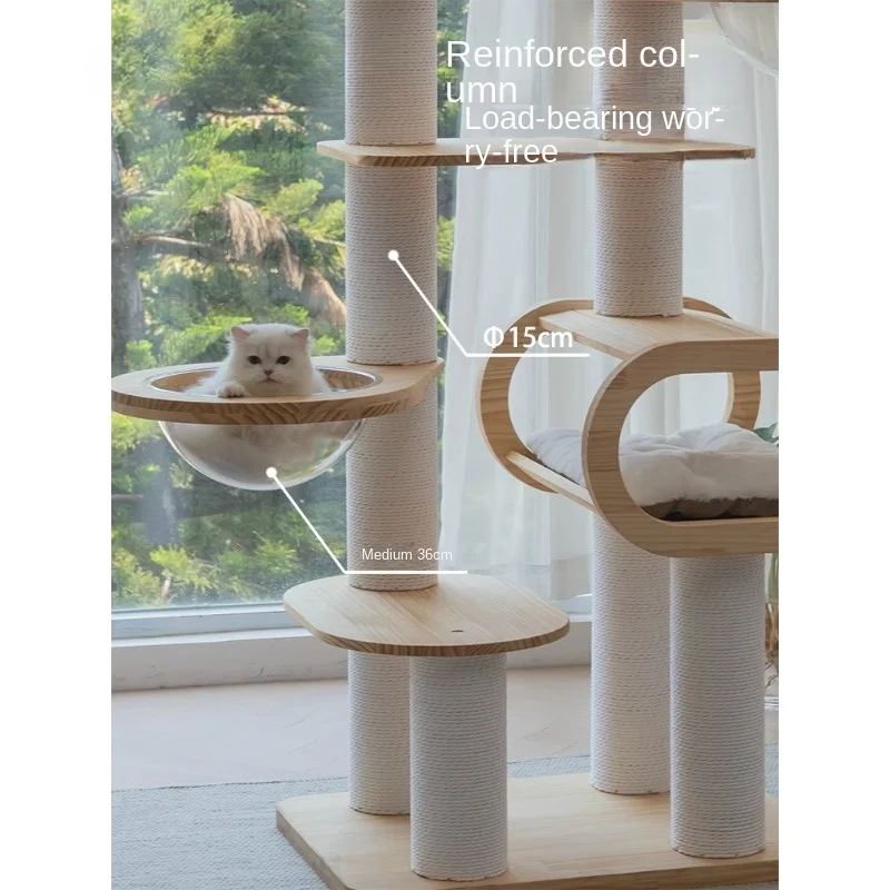 Raspadores de torre de árbol de gato de madera para mascotas, juego de escalada de pared, Ayuda de entrenamiento, actividad y juego, Centro de Actividades, accesorio para mascotas - imagen 5