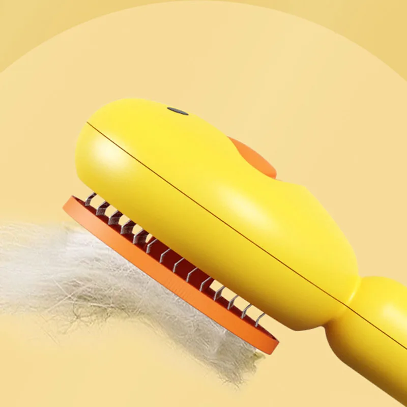 Peine de pelo largo para perros y gatos de pato amarillo, peine para quitar el pelo de mascotas, herramientas de aseo para mascotas, peine de aguja autolimpiante, suministros para mascotas - imagen 4
