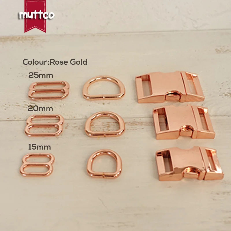 10 juegos de hebilla de Metal chapada en aleación de Zinc, anillo D ajustable para collares de perro DIY, 15mm, 20mm, 25mm, accesorios para mascotas de tres colores - imagen 3