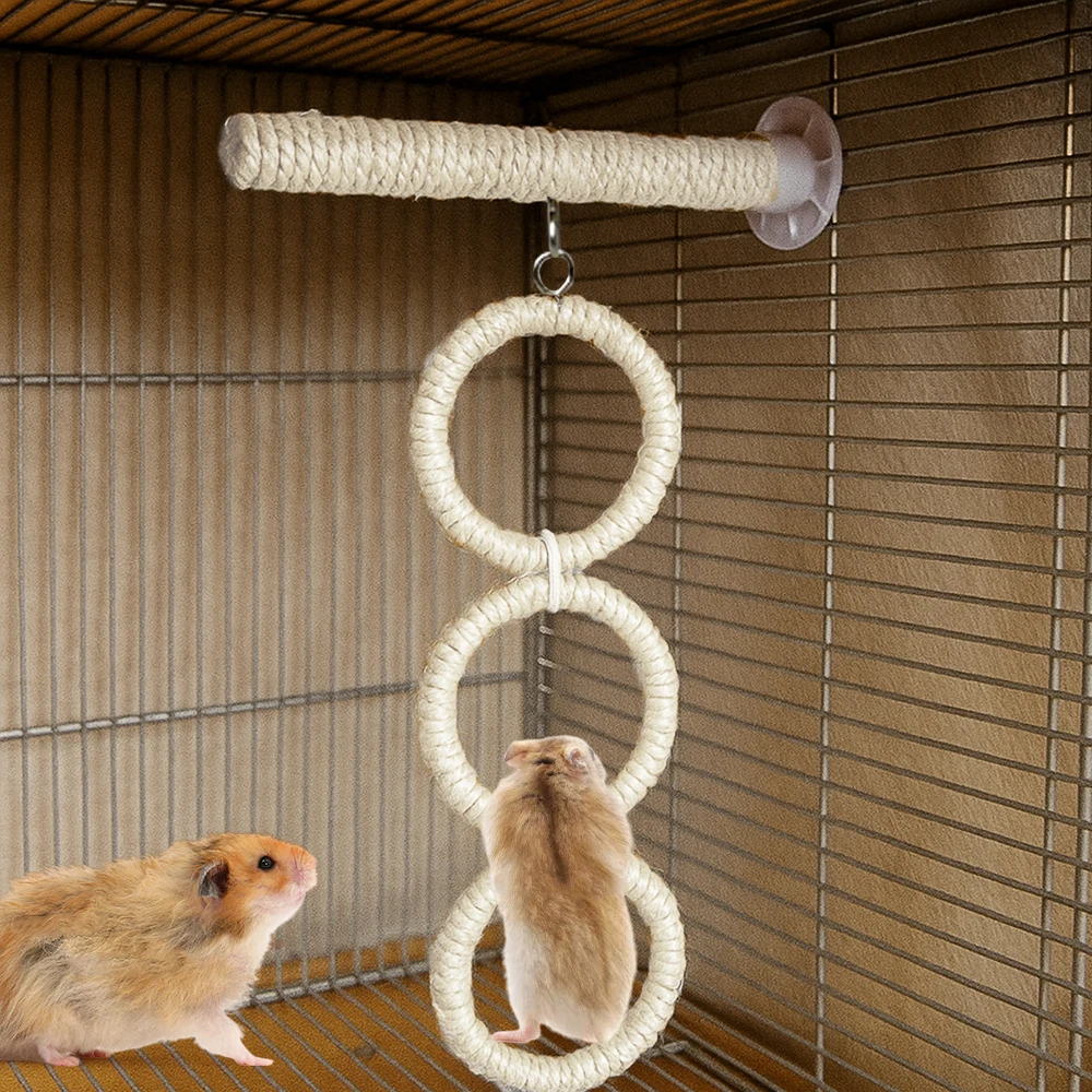 Cuerda de escalada para loros de Sisal Natural, juguete para pájaros, anillo colgante de forma redonda, columpio, juguete para mascotas, soporte para pájaros, suministros para jaulas de perca, 1 ud. - imagen 4