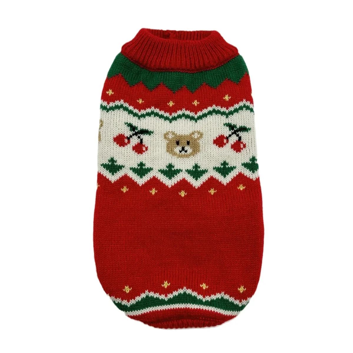 Suéter de cereza navideño para mascotas, ropa cálida para perros pequeños, gatos, cachorros, Festival, Otoño e Invierno - imagen 5