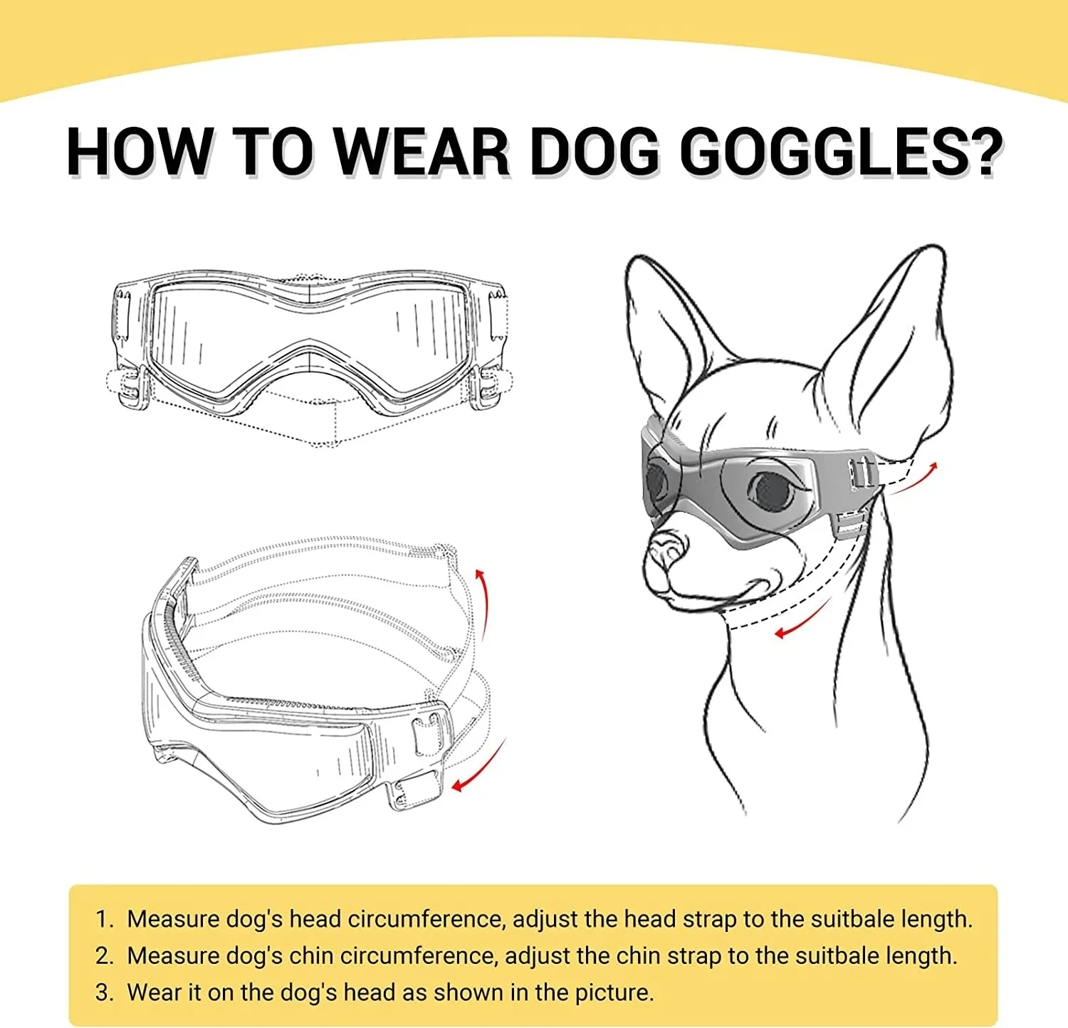 Gafas de sol cómodas para perros, lentes suaves y fáciles de usar, protección UV ajustable para cachorros, pequeñas y medianas - imagen 3