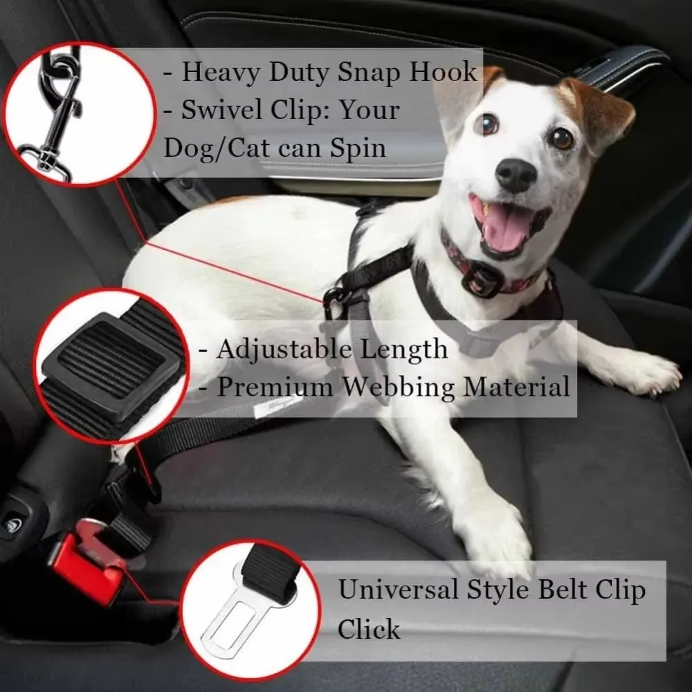 Cinturón de seguridad de coche para gatos, accesorios para perros, arnés ajustable, correa de plomo, Clip de viaje pequeño y mediano, Collar para cachorros, artículos para mascotas, Harnes para perros - imagen 3