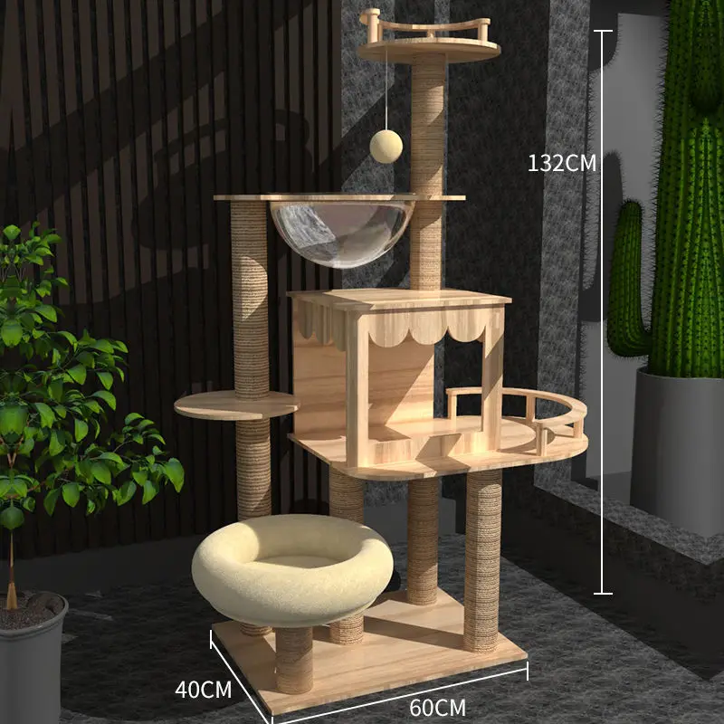 Árbol para gatos, torre de juguete, arena, cápsula espacial, tablero rascador, percha acolchada de felpa para gatos, hamaca acogedora, postes de Sisal, producto para mascotas de varios niveles - imagen 4