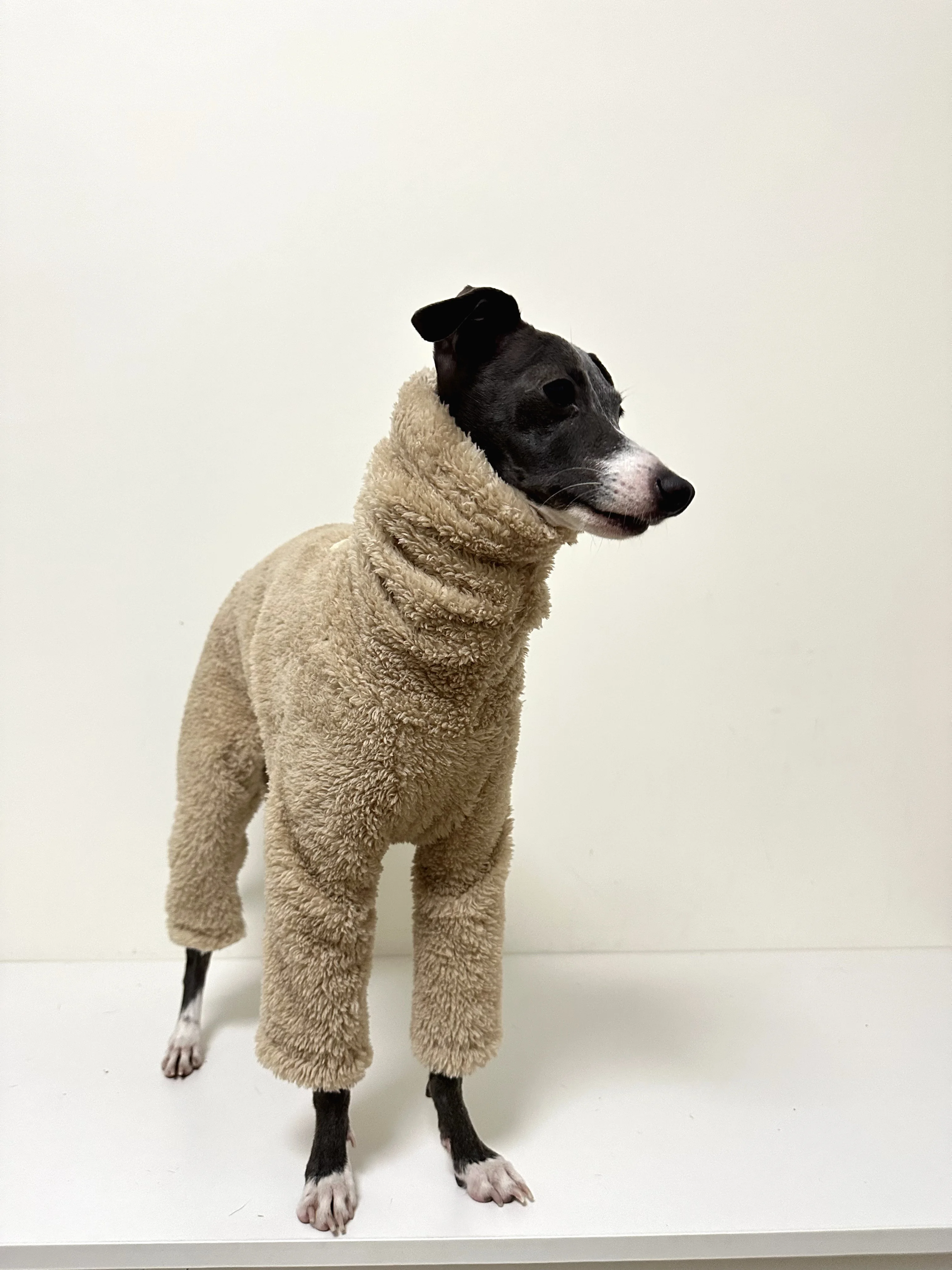 Ropa de invierno para perros galgo italiano de cuatro patas, mono marrón de cuello alto Whippet de doble cara para perros grandes y medios pequeños - imagen 5