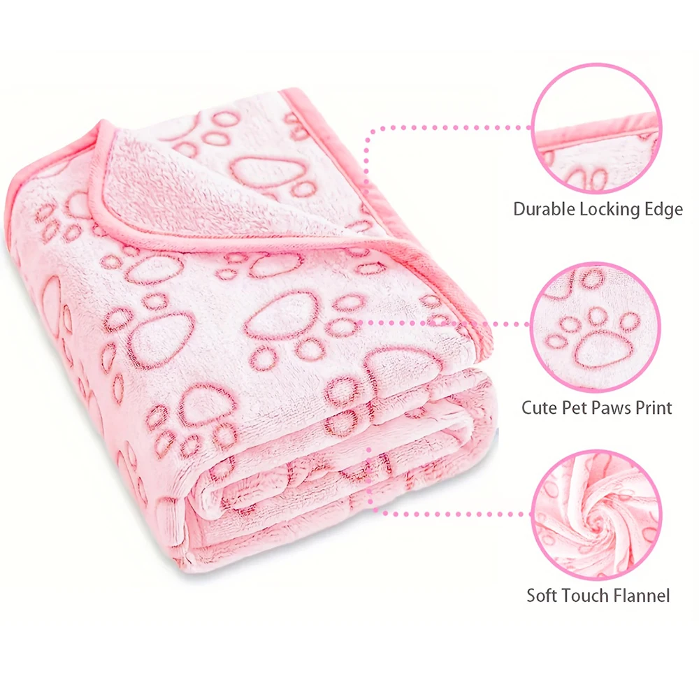 Manta suave y cálida para perros y gatos con estampado de pata - imagen 4