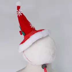 Gorro de Navidad para gatos, gorro de Navidad rojo de terciopelo para cachorros, gorro para mascotas con copos de nieve para gatos, perros pequeños, accesorio festivo para fotografía de fiesta