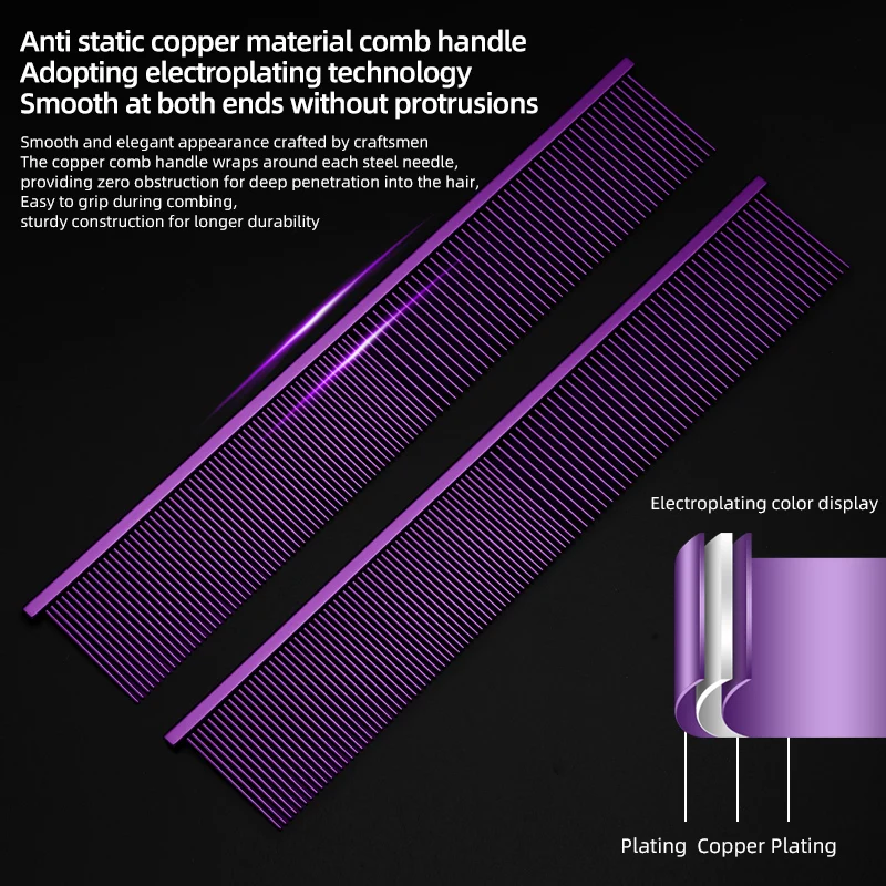 Peine de Piano de belleza para mascotas, peine de competición púrpura, peluquín para tirar del pelo, peine anudado para recoger el cabello de perro, artesanía alta - imagen 4