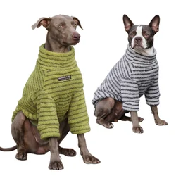 Suéter para perros 3XL para perros grandes, jersey de lana a rayas para perros, jersey de cuello alto, traje de invierno para mascotas para Labrador Retriever
