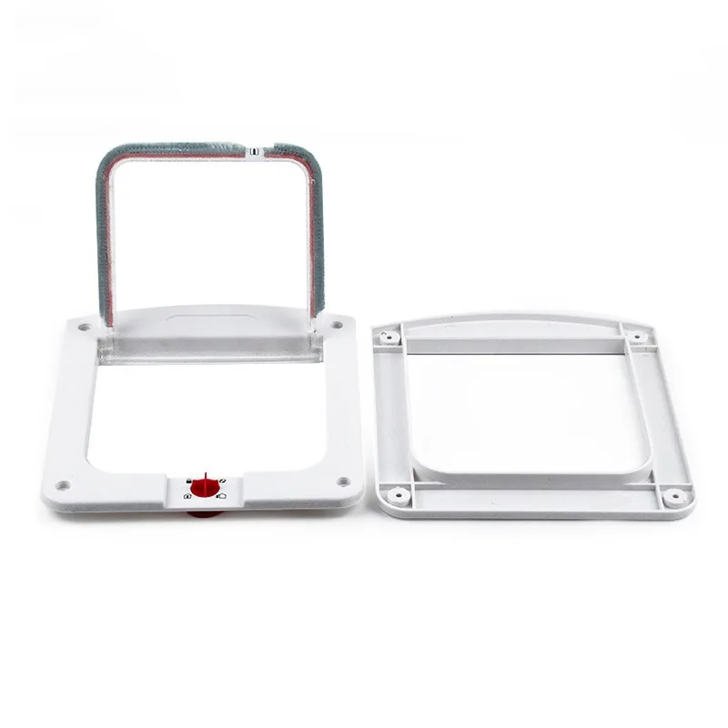 Puerta con solapa para gato de 2 colores con cerradura de seguridad de 4 vías, interruptor controlable, puerta de plástico ABS transparente para cachorros y gatitos, puerta de seguridad - imagen 5