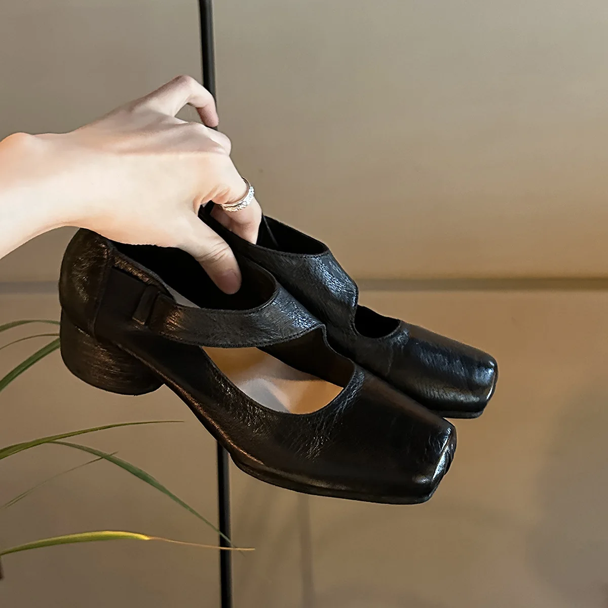 Zapatos de mujer Mary Jane cuero tacón grueso punta cuadrada - imagen 5