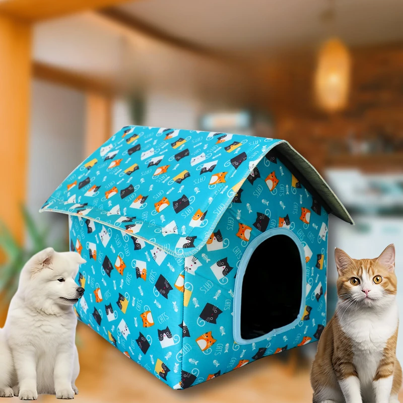 Casa impermeable para gatos para exteriores, cueva para gatos a prueba de lluvia, tienda para dormir, plegable y lavable para perros pequeños, traje para invierno