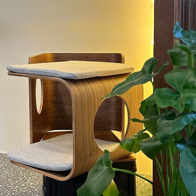 Casa de madera para gatos, camas de lujo para gatos, muebles, accesorios, casas para gatos, gatitos, gatos pequeños, hogar, túnel para gatos, camas ocultas - imagen 4