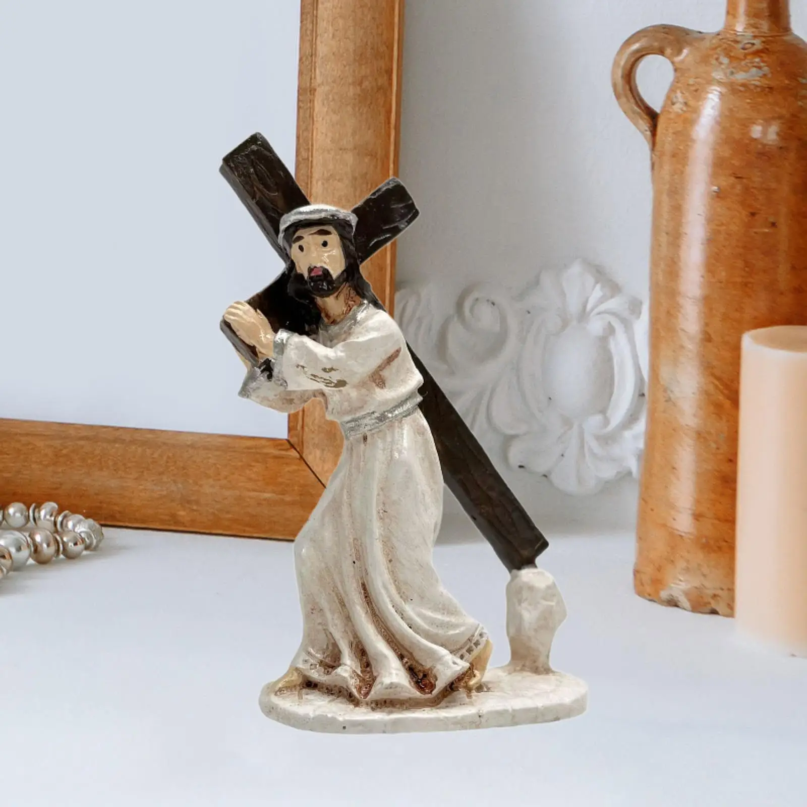 Crucifix Figurine Jesus Statue Holiday Craft Gift Home Decoration Christian Holy Catholic for Home Desktop Shelf Car Collection Crucifix Figurine Jesus Statue Holiday Craft Gift Home Decoration Christian Holy Catholic for Home Desktop Shelf Car Collection