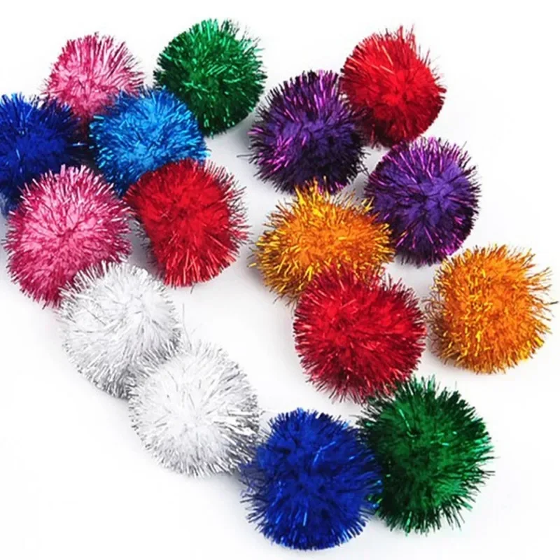 10/50/100 Uds. Divertidos juguetes para gatos, pelota de peluche elástica bonita, pelota de juguete para gatos, juguete interactivo colorido creativo para masticar con pompón para gatos - imagen 4