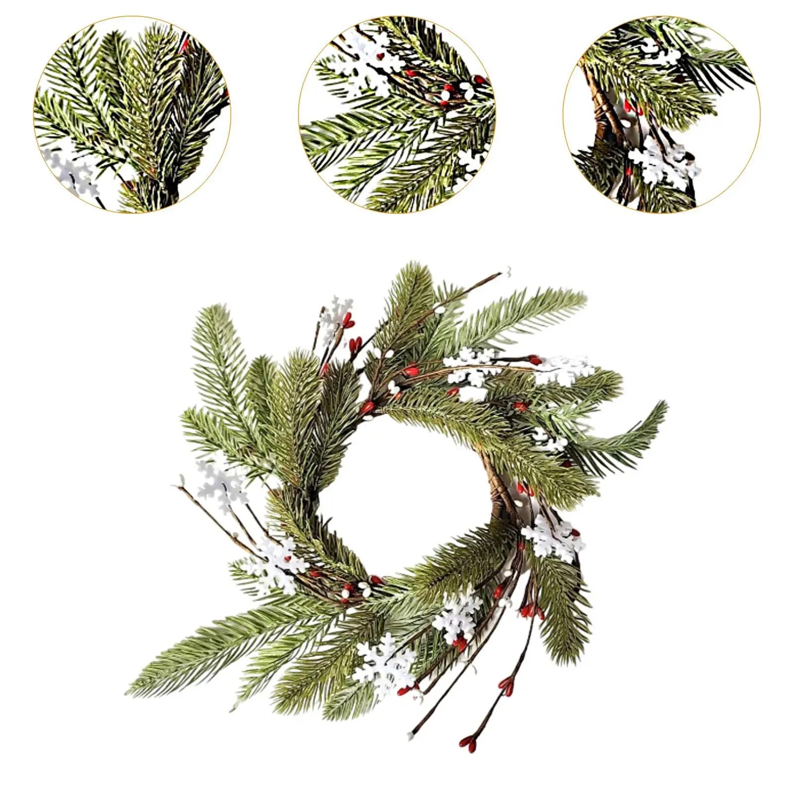 Christmas Candle Ring Wreath Table Centerpiece Candle Holder Xmas Wreath Cabinet Wreath for Window Home Decor Wedding Party