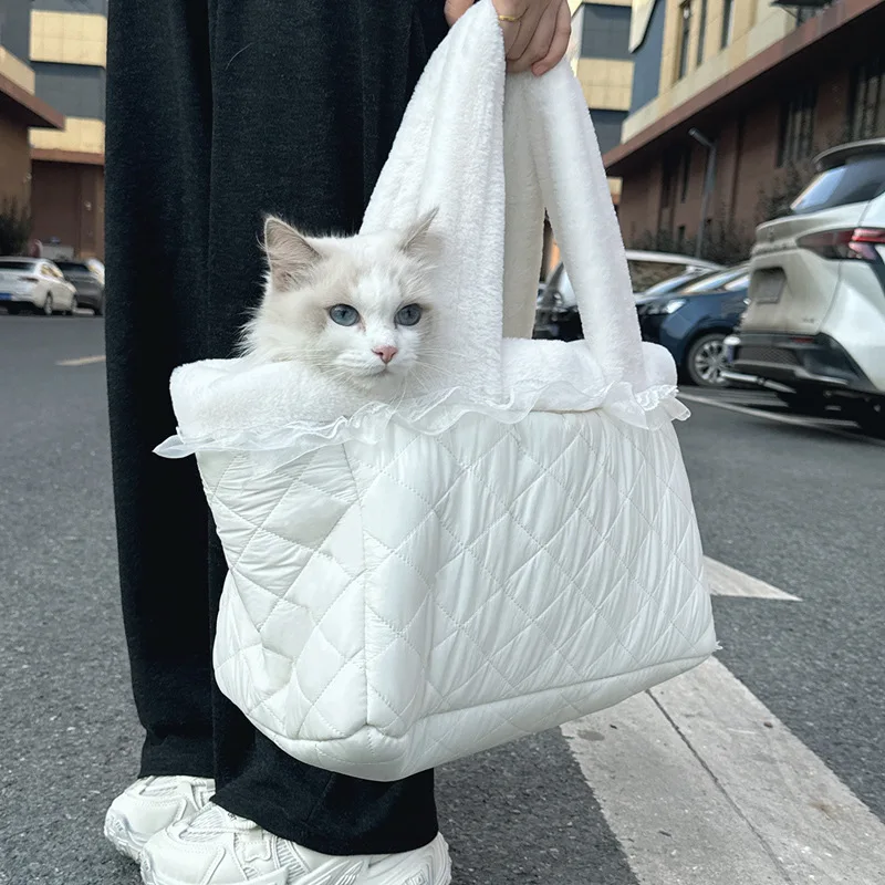 Bolso transportín cálido para gatos – Felpa coreana, nailon y tafetán - imagen 3