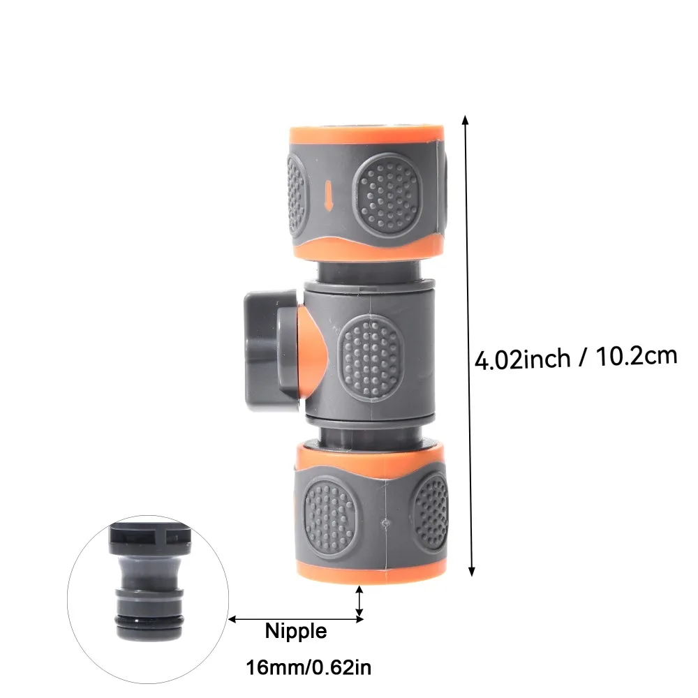 Divisor de válvula recta recubierto de plástico con interruptor, adaptador de pezón de conexión rápida de 1/2 "3/4" para conector de acoplamiento de manguera suave, 1 ud. - imagen 3