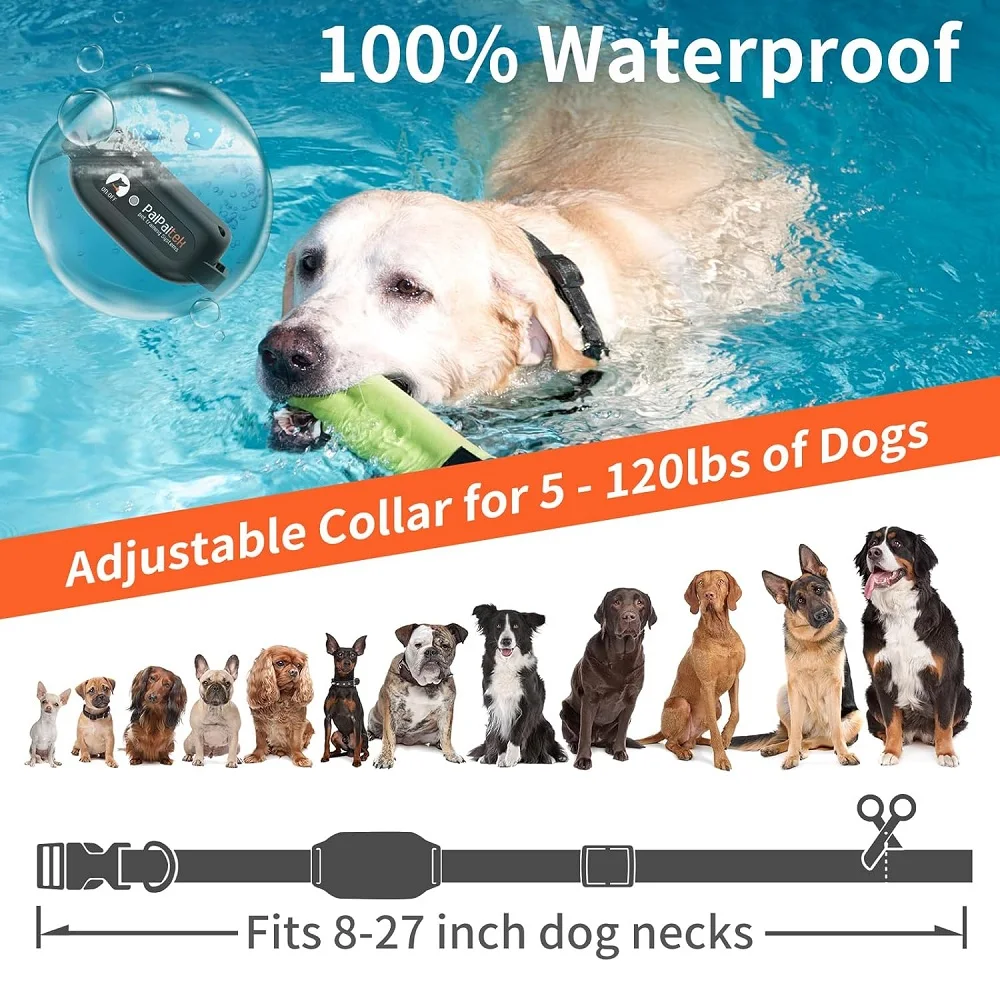 Collar de entrenamiento para perros sin golpes, Collar vibratorio impermeable para perros de 1000m, Collar electrónico recargable para Collar de corteza de perro de todos los tamaños - imagen 3