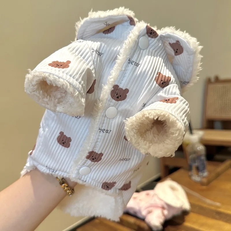 Chaleco acolchado de algodón grueso para mascotas, Teddy Schnauzer, ropa para perros pequeños, productos cálidos de dibujos animados a prueba de frío para otoño e invierno