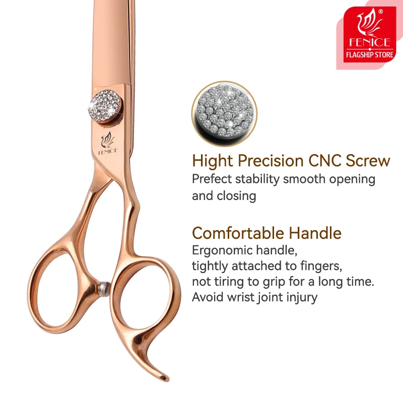 Fenice JP440C-Juego de tijeras para el cuidado de mascotas, 7/7,5/8 pulgadas, rectas, curvadas, más finas, para peluquero canino - imagen 4