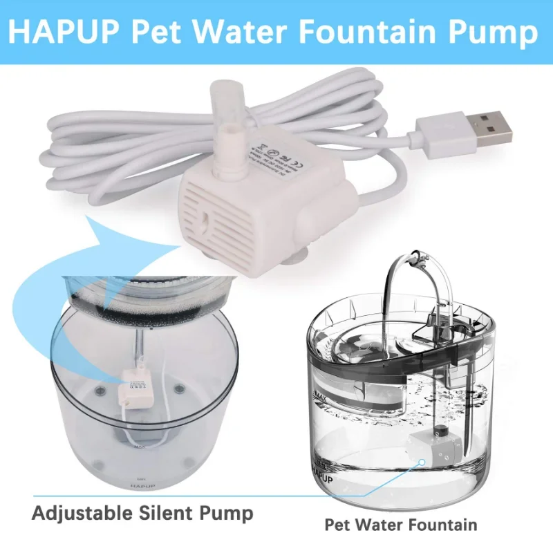 Reemplace el Motor de la bomba de agua para Mini mascotas universales, cuenco para fuente de beber, ajuste de 3 velocidades, previene la quema en seco, accesorios para mascotas - imagen 3