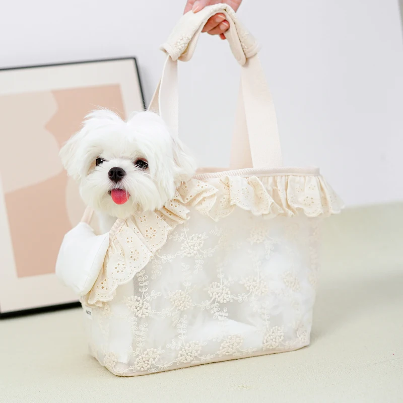Bolsa transportadora para mascotas de encaje Onecute, bolso de hombro de mano para cachorros para perros pequeños, Chihuahua, gatos, accesorios para caminar para perros - imagen 2