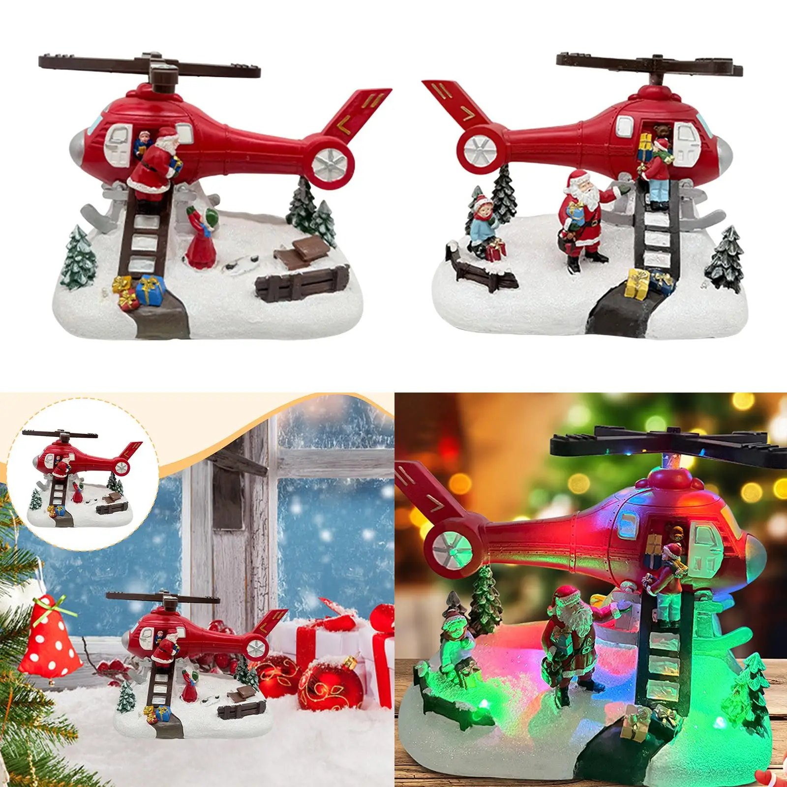 Christmas Musical Box Helicopter Statue Unique Sculpture for Kids Women Xmas