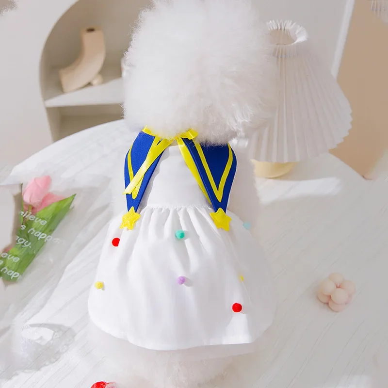 Bonita falda de princesa de verano, ropa para perros, vestido dulce para perros, ropa para gatos, estampado pequeño, bonito y fino, para primavera y verano, Chihuahua - imagen 2