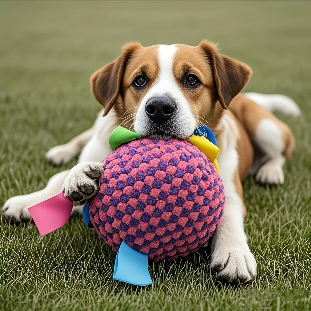 Pelota de juguete interactiva Vocal para perro de peluche con campana de cinta, juguete ruidoso para mascotas, juguete con sonido divertido para entrenamiento de perros, bonito juguete de regalo para mascotas