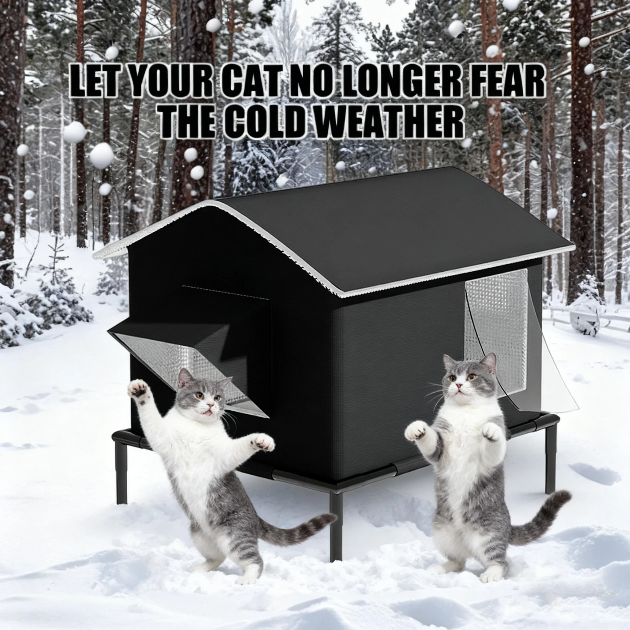 Casa impermeable para perros y gatos callejeros, para todo tipo de clima, para exteriores, invierno, cueva cálida para mascotas, camas para dormir, plegables y lavables para cachorros, Cuccia Gatti - imagen 2