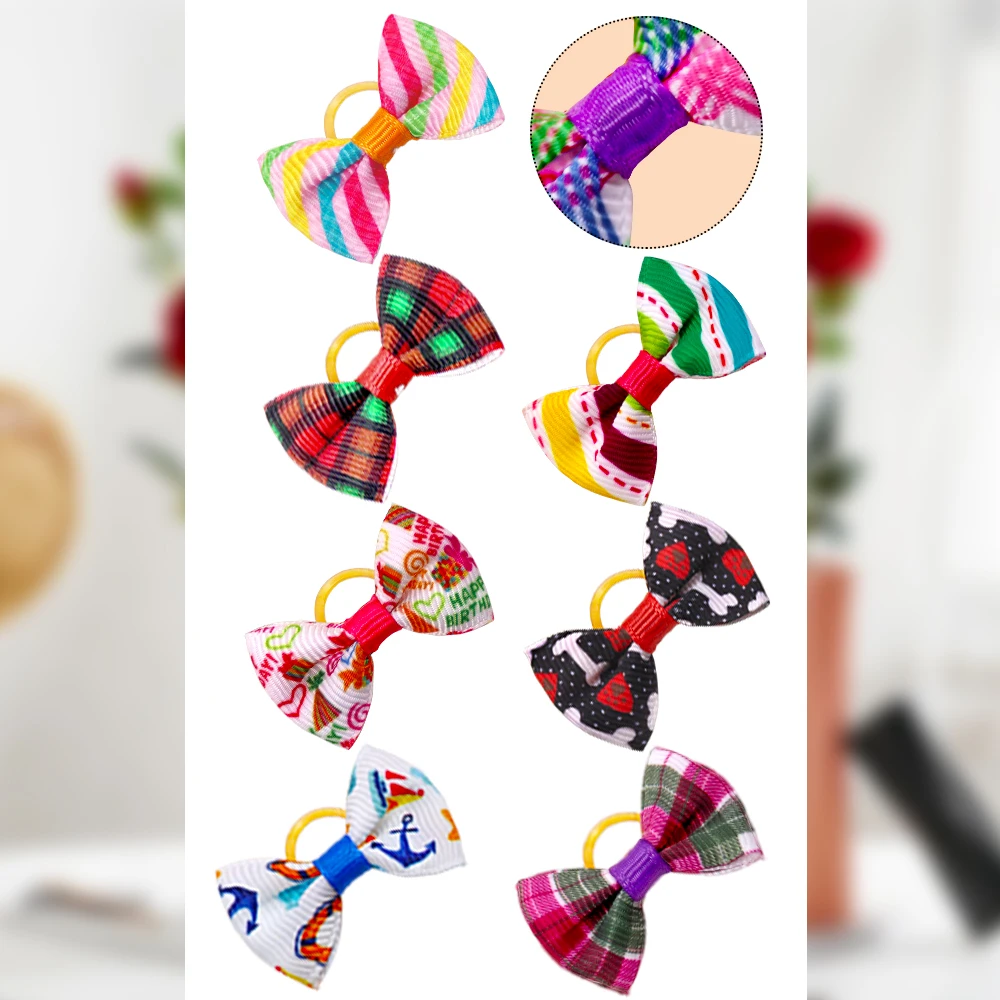 100 Uds. Accesorios para mascotas, lazos para el pelo de perro, bonitos lazos para perros a la moda, bandas de goma, decoración de Collar para el pelo de mascotas, accesorios para perros - imagen 5