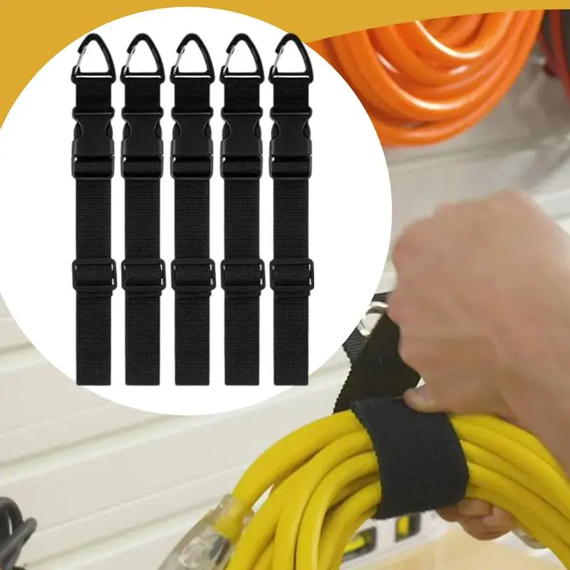 Almacenamiento de cables de extensión, correas de almacenamiento resistentes, paquete de 5 dispositivos surtidos de alta resistencia para organización de cuerdas de manguera de Cable en garaje - imagen 5