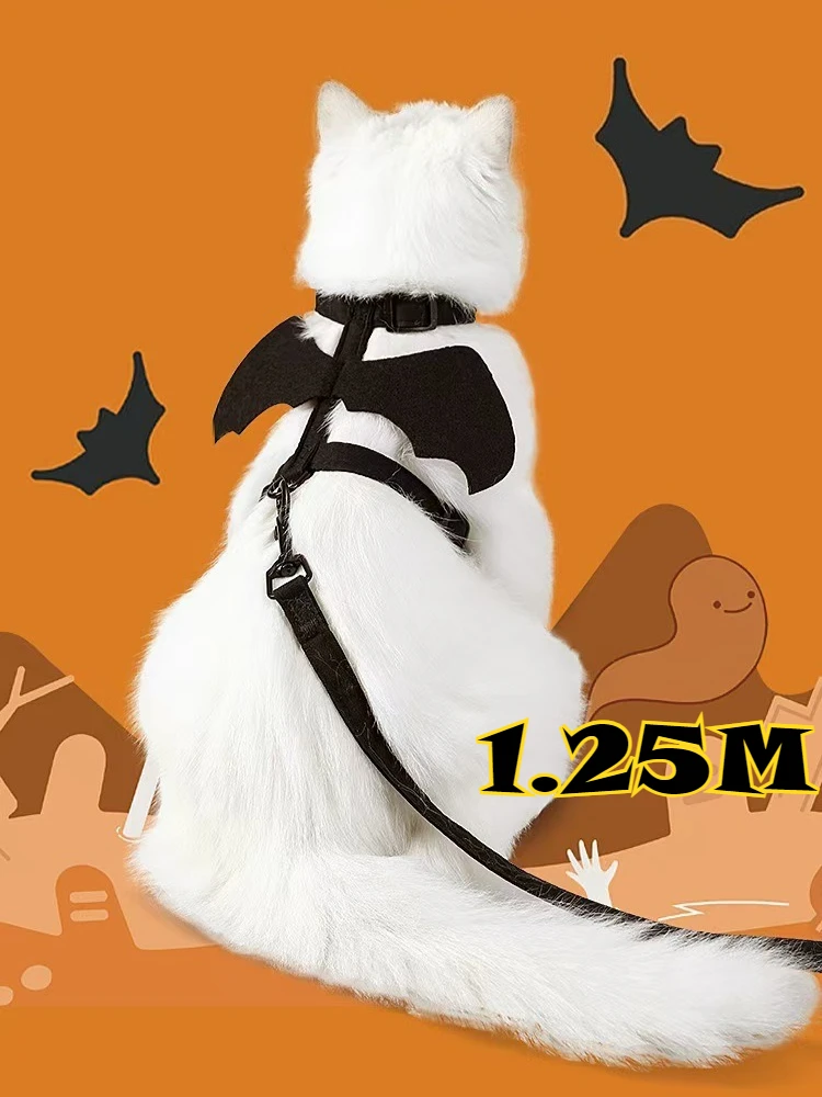 Disfraz de murciélago para Cosplay de gato de Halloween, alas negras con arnés bonito, alas con correa, accesorios para gatos, suministros para fiestas y festivales de mascotas - imagen 4