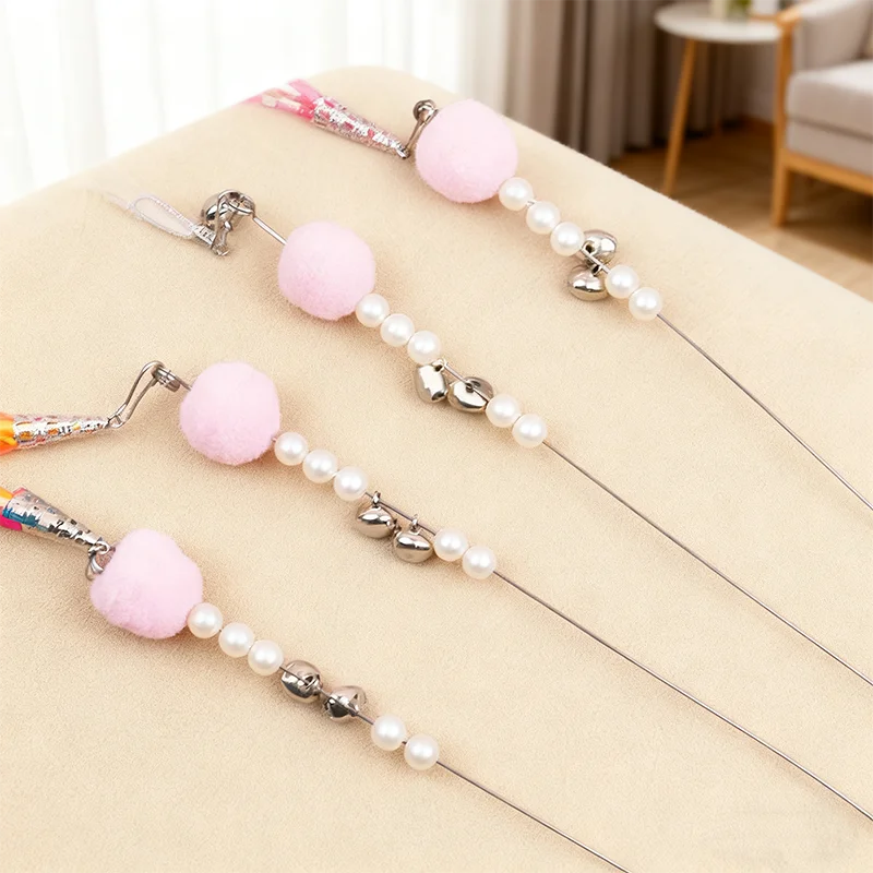 Juguete para gatos, pelota de plumas para gatos, juguetes interactivos resistentes a mordeduras para gatos, varita de entrenamiento, juguete para gatitos, suministros para mascotas