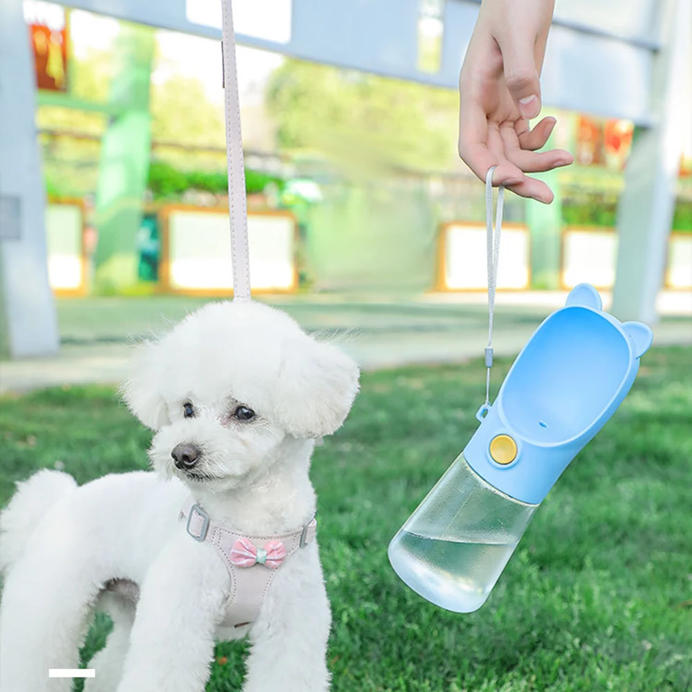 Botella de agua portátil de viaje para perros pequeños y medianos, dispensador de agua para caminar al aire libre, tazón alimentador para gatos, suministros para mascotas, 350ml - imagen 5