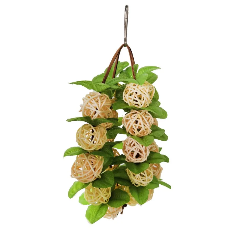 Bolas de mimbre decorativas para loros, juguetes para masticar pájaros, loro, periquito, bolas de ratán coloridas, juguetes para masticar, jaula para pájaros para mascotas - imagen 2