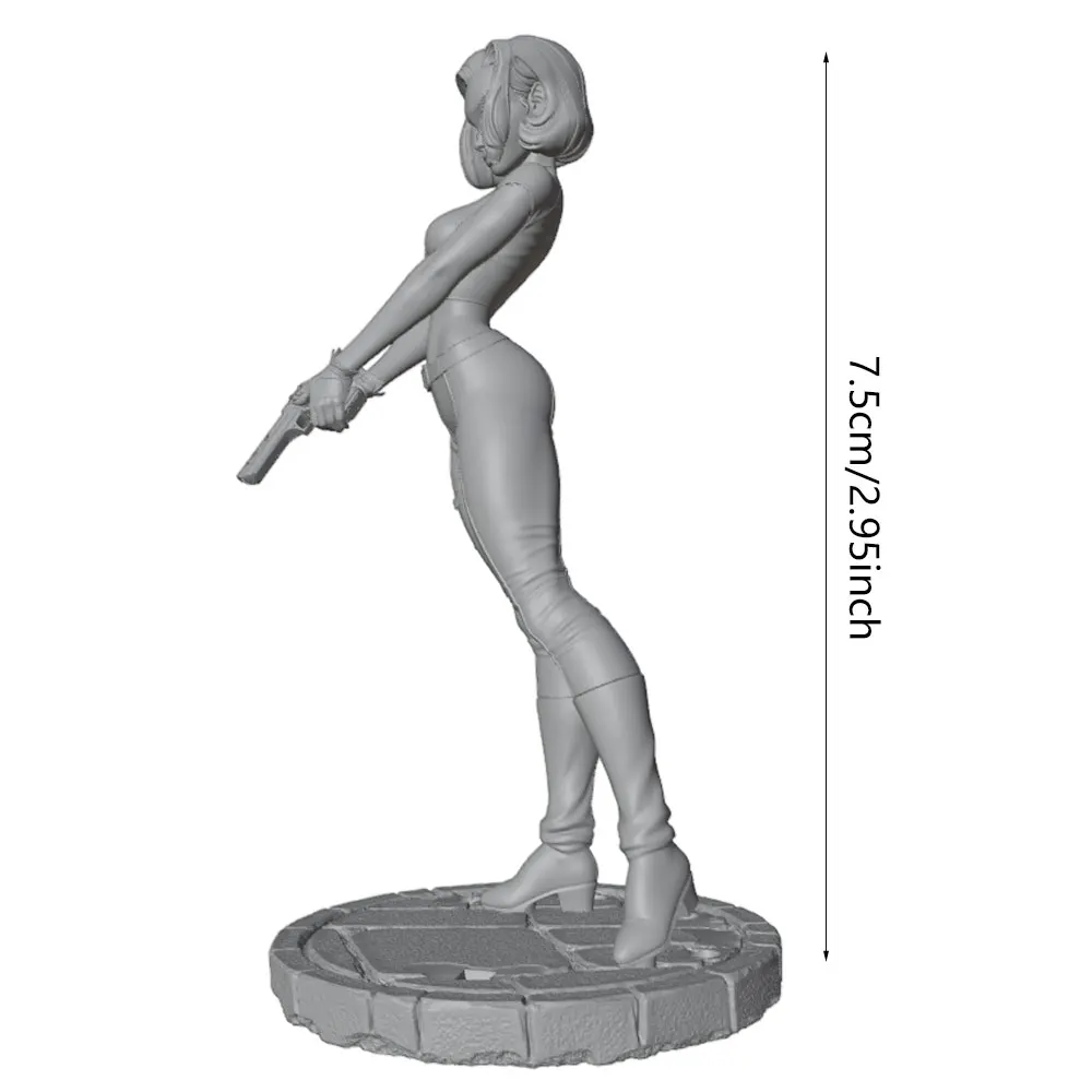 Figura de resina 1/24 para pintar a mano, mujer con pistola - imagen 3