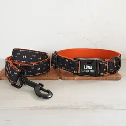 Collar con correa a juego para perro – Grabado gratuito