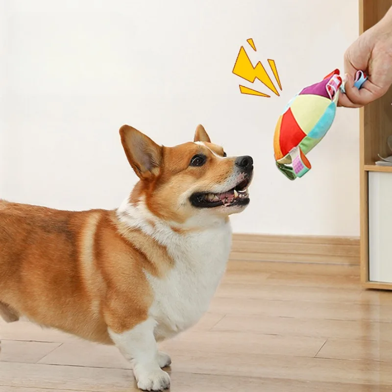 Discos voladores de lana para perros, juguete interactivo con chirrido, suministros de molienda de dientes resistentes al masticable para interiores, productos de entrenamiento para cachorros - imagen 3