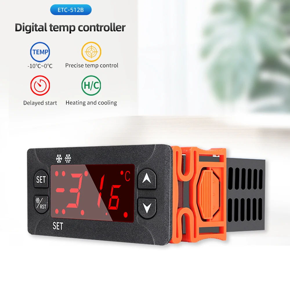Controlador de temperatura ETC-902 220V, minirefrigerador, ETC-512B, termostato Digital, regulador, Sensor NTC termopar
