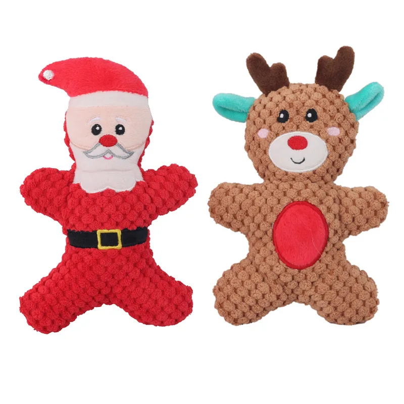 Juguete chirriante de peluche navideño, hombre de jengibre y donut, juguetes para mascotas resistentes a masticar con sonido para perros y gatos, regalo festivo - imagen 2