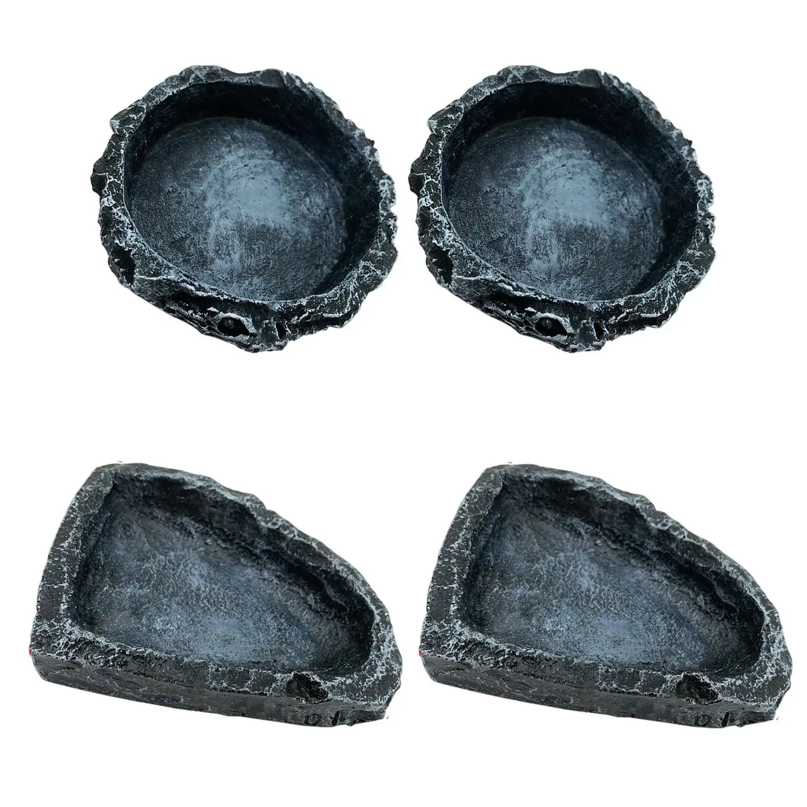 2x Reptile Water Dishes Food Bowls Drinking Trays Corner Small Feeding Dishes Terraium Bowls for Frog Bearded Dragon Scorpion