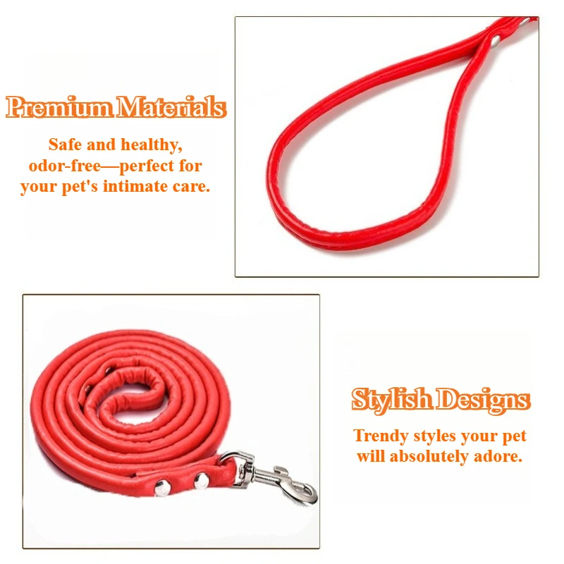 Correa para perro de cuero PU, mina de entrenamiento redonda sin enredos con gancho seguro, cómoda correa para caminar para cachorros - imagen 2