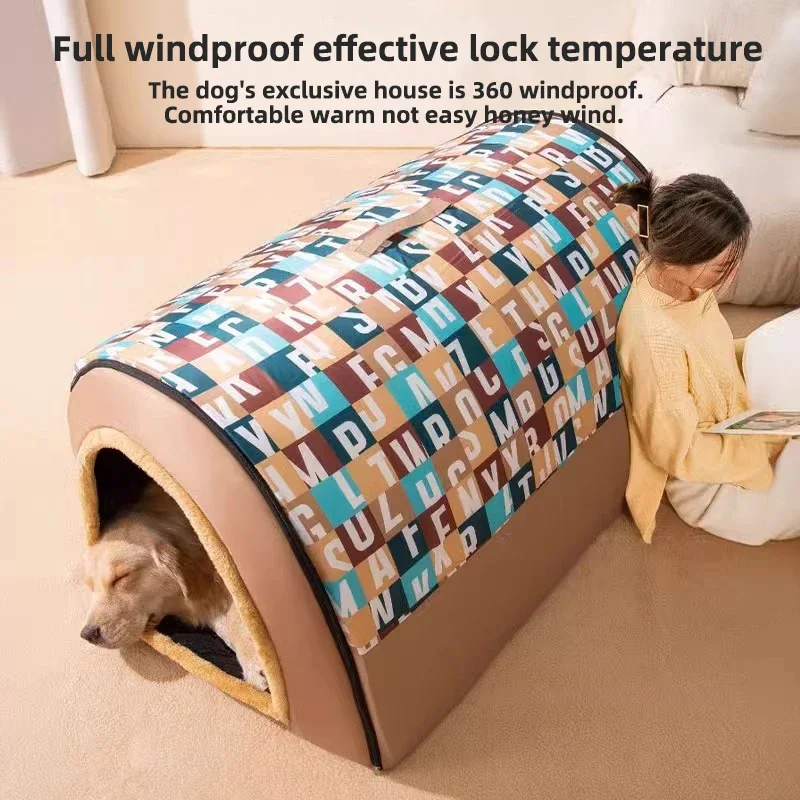 Litera para perros, casa para perros lavable, sofá cama para perros, cama grande cálida para invierno, accesorios extraíbles para perros, novedad de 2024 - imagen 2