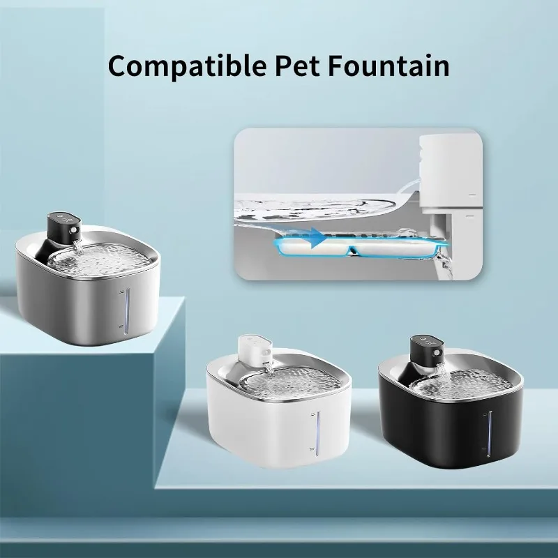 Paquete de 12 filtros de fuente de agua para gatos y 12 esponjas de filtro de bomba de repuesto, bebedero para perros y gatos para cuencos para gatos de 135 fl oz/4L - imagen 2